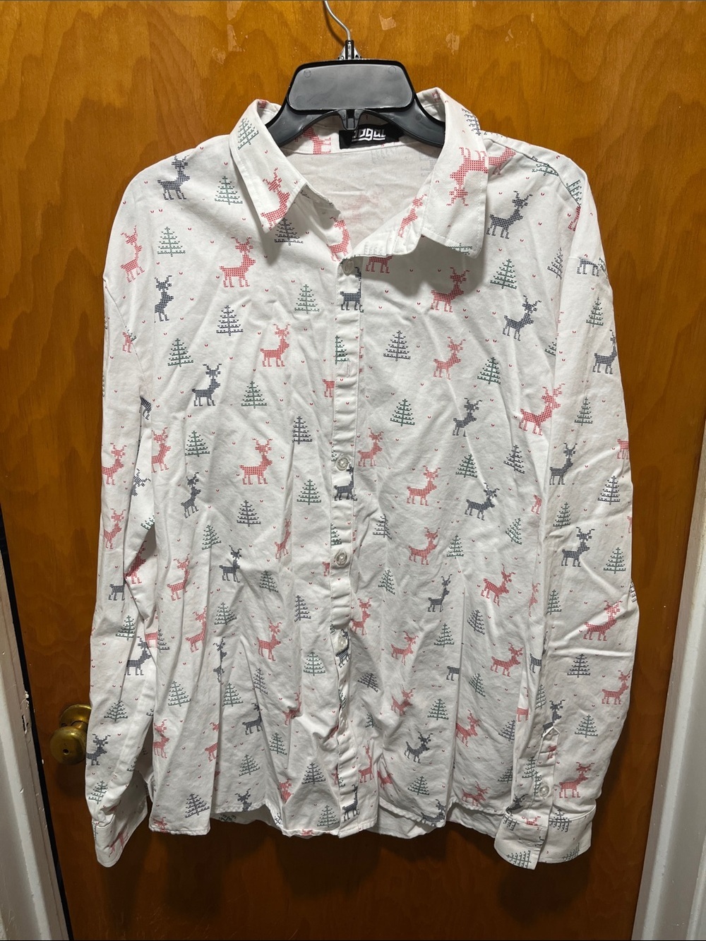 Jogal Christmas Reindeer Print Dress Shirt